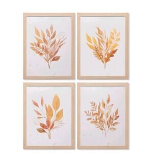 LONGKING Framed Art, Botanical Wall Art Decor, Gold Plant Picture Frame Collage